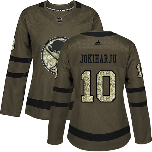 Adidas Sabres #10 Henri Jokiharju Green Salute to Service Women's Stitched NHL Jersey